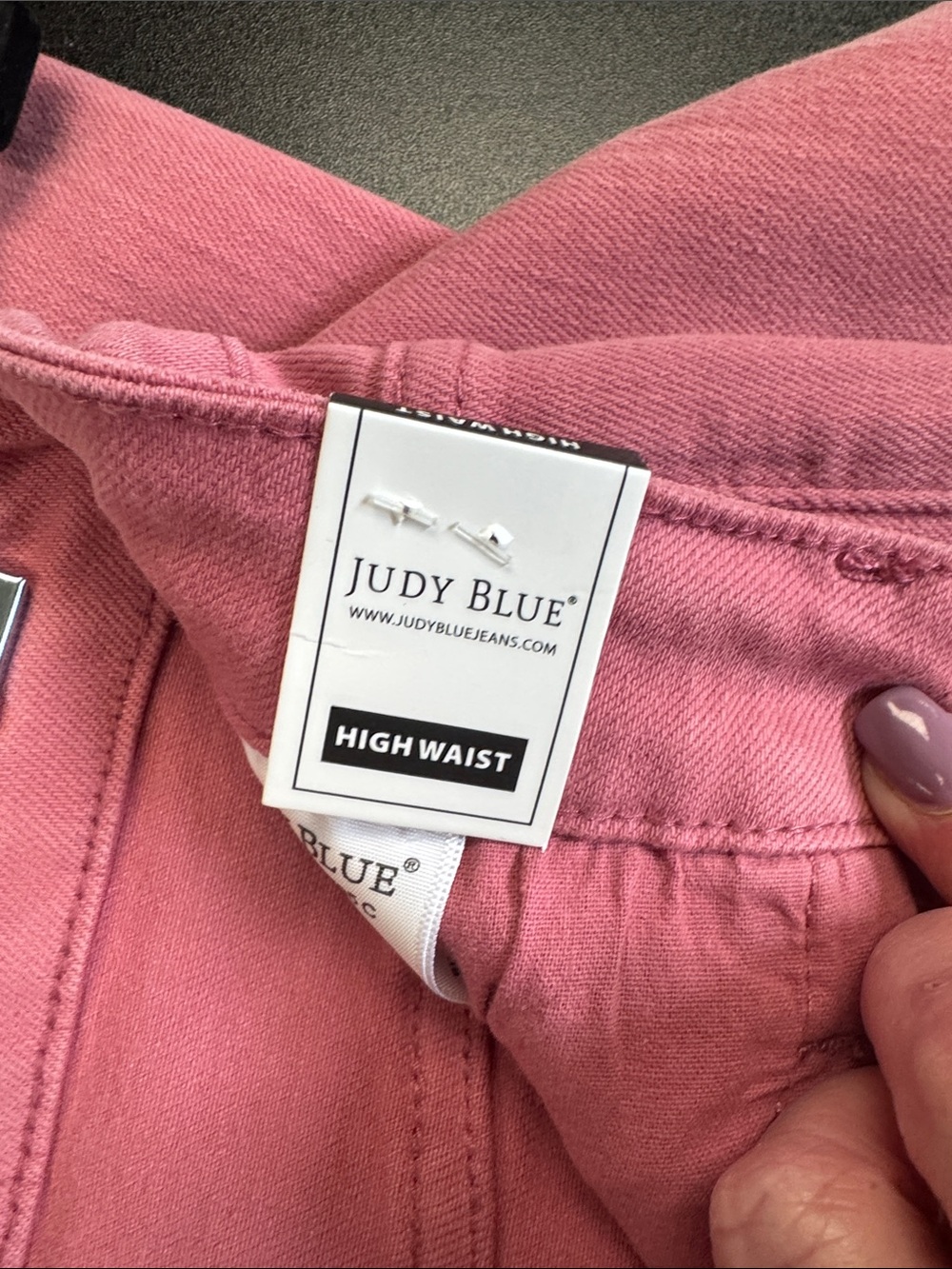 Judy Blue Rose Pink Straight-Leg Jeans with Crochet Knee Squares - Picture 8 of 8